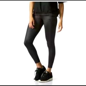 NWT ADIDAS TREFOIL LOGO TONAL BLACK LEGGINGS